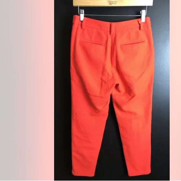 SESSUN Madewell Woven Skinny Pants Orange Cotton Ankle Crop Mid Rise Vibrant - Picture 10 of 12